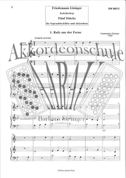 Kaleidoskop Fünf Stücke (Akkordeon/Blockflöte)